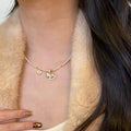 Crystal Accent Pearl Strand Necklace with Horse and Round Charms view 1