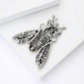 Antique Silver Bee Brooch Amber Enamel Rhinestone Wings view 4