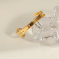 Open Cuff Bangle Double Band Beaded Edge Titanium Steel view 4