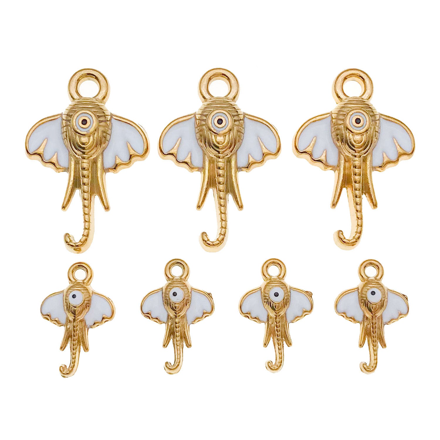 Enamel Stainless Steel Elephant Charm Pendants for Earrings Necklace DIY Jewelry Making