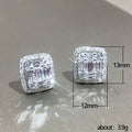 Rectangular Baguette Crystal Cluster Stud Earrings in Silver Tone view 5