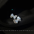 Silver Blue Glass Chip Bow Crystal Frame Stud Earrings view 3