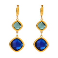 Gold Dual Cushion Czech Glass Drop Huggie Earrings Colors view 5