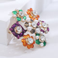 Multicolor Flower Cluster Brooch With Pearls and Crystals view 4