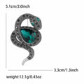 Coiled Snake Brooch Teardrop Rhinestone Vintage Serpent Pin view 7