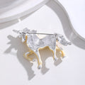 Gold Tone Silver Tone Horse Enamel Metal Brooch Pin view 3