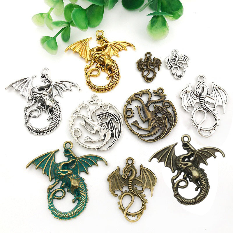 Antique Zinc Alloy Flying Dragon Pterosaur Charm Pendant for DIY Necklace Jewelry Making