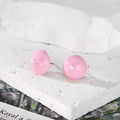 Pink and Black Glossy Round Dome Stud Earrings in Two Colors view 2