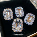 Rectangular Crystal Cluster Stud Earrings in Two Tones view 2
