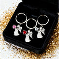 Silver Angel Heart Rhinestone Keychain Clear Pink Red view 3