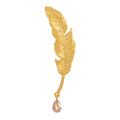 Gold Tone Feather Openwork Metal Brooch Pin for Jackets and Lapels view 1