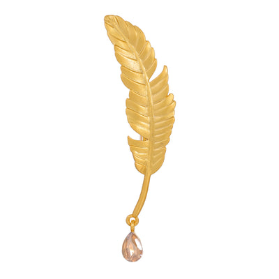 Front product view of an earring with gold leaf design