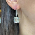 Silver-Tone Emerald-Cut Drop Earrings with Pavé Hooks view 3