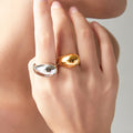 Teardrop Open Band Rings Gold And Steel Polished Metal view 2