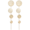 Textured Disc Long Drop Earrings in Five Metallic Colors view 5