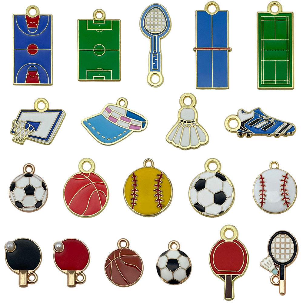 Enamel Zinc Alloy Soccer Badminton Table Tennis Sports Charm Pendant for Phone Straps