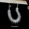 Silver Irregular Rhinestone Spike Bar Choker Necklace view 2