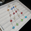 Multicolor Crystal Bead Chain Earrings with Polished Metal Details view 6
