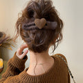 Brown Yarn Heart Duckbill Hair Clip Fuzzy Wrap Clip view 6