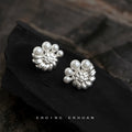 Silver Seashell Spiral Pearl Stud Earrings Post Or Clip On view 1
