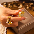 Twisted Triple Band Ring Sphere Crystal Pearl Cluster Statement view 1