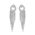 Rhinestone Circle Fringe Earrings in Four Long Designs view 5