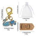 Blue Swan Carriage Enamel Dual Charm Keychain Clasp view 2