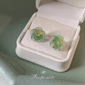 Mint Green Resin Rose with Gold Fleck Stud Earrings view 3