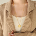 Daisy Flower Pendant Dual Chain Necklace Gold Steel Slider view 7