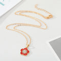Gold Tone Crystal Enamel Flower Evil Eye Pendant Necklaces view 3