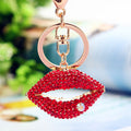 Crystal Lip Keychains in Pink and Blue with Matching Lipstick Dangles view 3