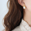 Gold Steel Irregular Open Hoop Earrings Square Crystal Accents view 1