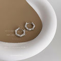 Silver Bamboo Joint Mini Huggie Hoop Earrings Pair view 3
