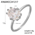 Oval Zircon Solitaire Stainless Steel Rings Gold Steel Sizes view 7