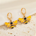 Gold Tone Enamel Bee Huggie Drop Earrings in Five Colorways view 3