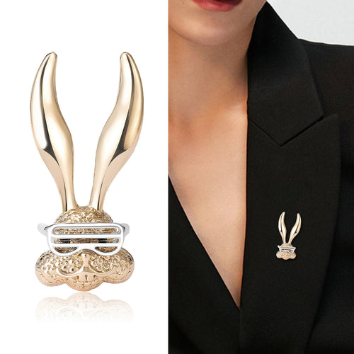 Angled display of stylized long-eared rabbit above rectangular crystal-set glasses