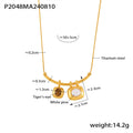 Gold Arc Bar Tiger Eye White Pine Dual Pendant Necklace view 6