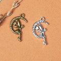 Moon and Angel Metal Charm in Three Vintage Finishes view 1