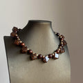 Brown Geometric Beaded Collar Necklace with Mixed Shapes view 4
