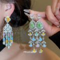 Multicolor Floral Chandelier Earrings with Teardrop Beads view 2