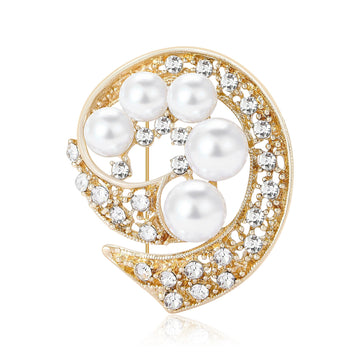 Teardrop Wreath Faux Pearl Brooch in Two Finishes Decorative Lapel Pin