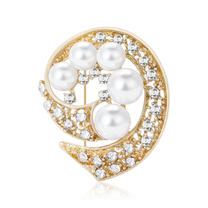 Teardrop Wreath Faux Pearl Brooch in Two Finishes Decorative Lapel Pin