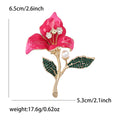Enamel Flower Brooch Pearl Bud Crystal Leaves Magenta Blue view 6