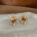Gold Tiger Eye Firework Starburst Stud Earrings Pair view 1