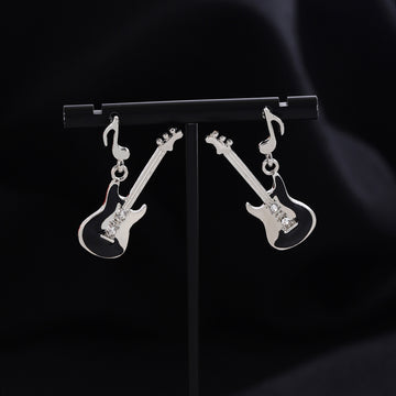 Black and White Electric Guitar Leverback Earrings