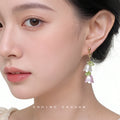 Gold Lily of the Valley Pink White Flower Drop Earrings view 2