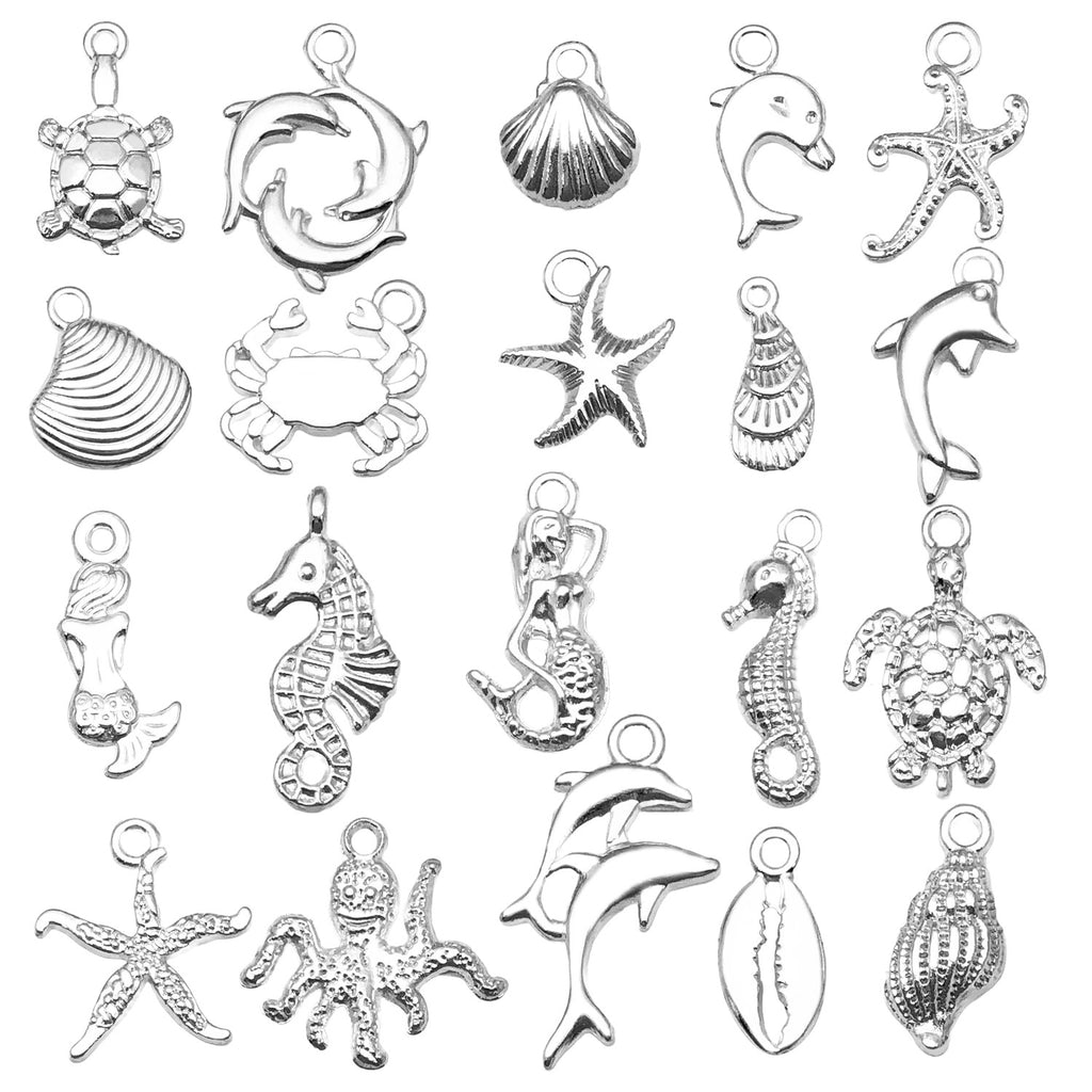 Bright Silver Zinc Alloy Mermaid Dolphin Charm Pendant for DIY Bracelet Necklace Jewelry