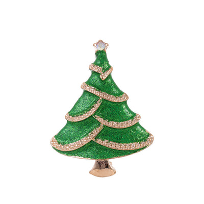 Front product view of the green glitter christmas tree pin
