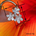 Silver Tone Triple Flower Pavé Cluster Stud Earrings view 4