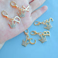Gold-Tone Rhinestone Crown Initial Charm With Lobster Clasp view 3